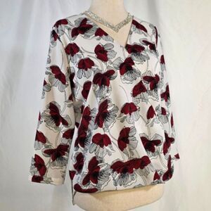 Alfani Petite Poppy Printed Wrap Style Blouse Size 4P